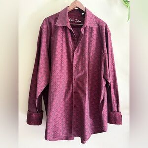 Robert‎ Graham Burgundy Patterned Casual Button-Down Shirt 3XL